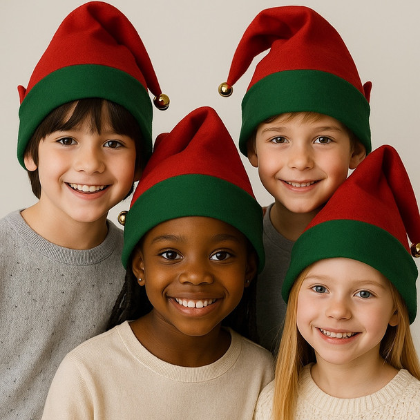 Bulk Elf Hats Child 12 PACK 1576D