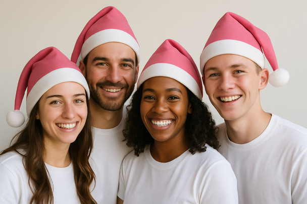 Pink  Santa Hats  22.5" 12 PACK 1438D