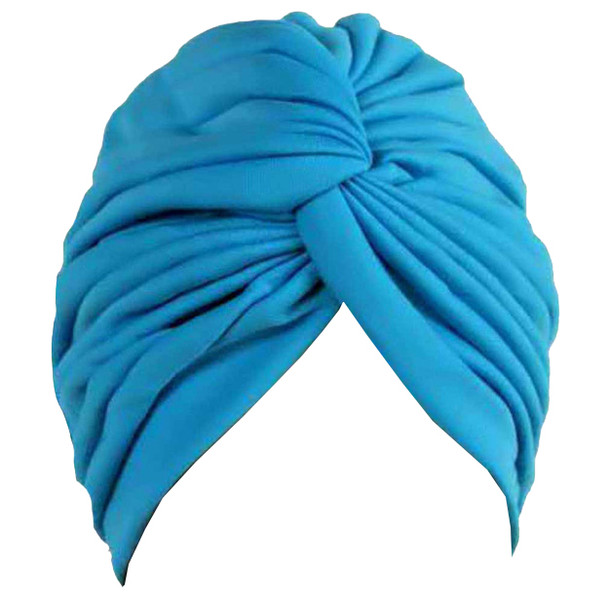 Light Blue Turban Head Cover Hat 5979