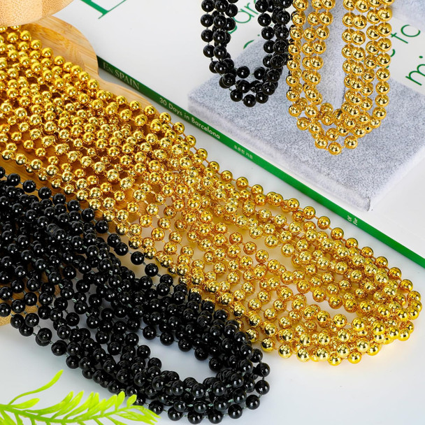 100 PCS New Years Beads  Black & GOLD Assortment Bulk 6699A