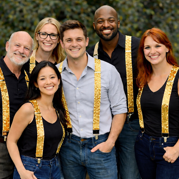 Sequin Suspenders Gold Adjustable 6890