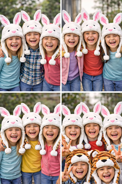 White Bunny Hat Bulk Plush Animal Hats 6843