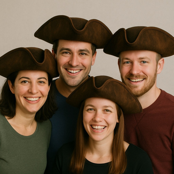 Brown Caribbean Tricorn Pirate Hat Adult Size WS1507D