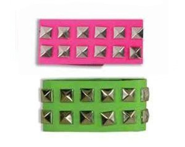 Pink Wristband Bulk Neon Studded 12 PACK WS6510D