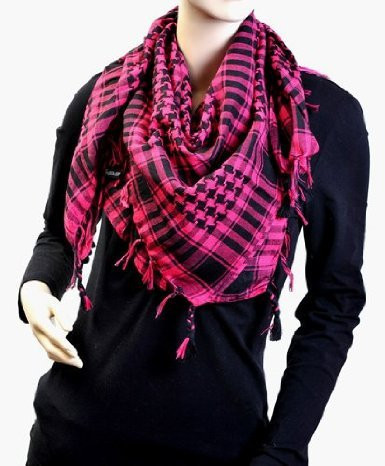 Black And Hot Pink Arab Shemagh Houndstooth Scarf  WS2075D