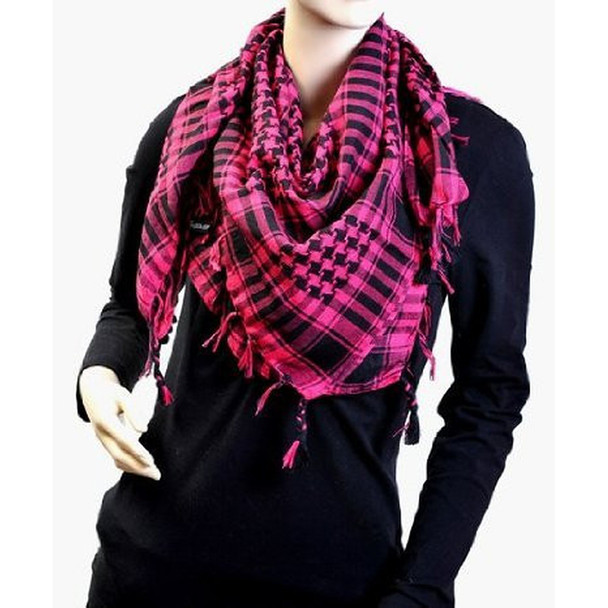 Black And Hot Pink Arab Shemagh Houndstooth Scarf  WS2075D