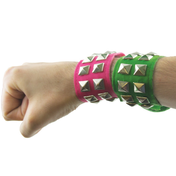 Green Wristband Neon Studded  12 PACK WS6511D