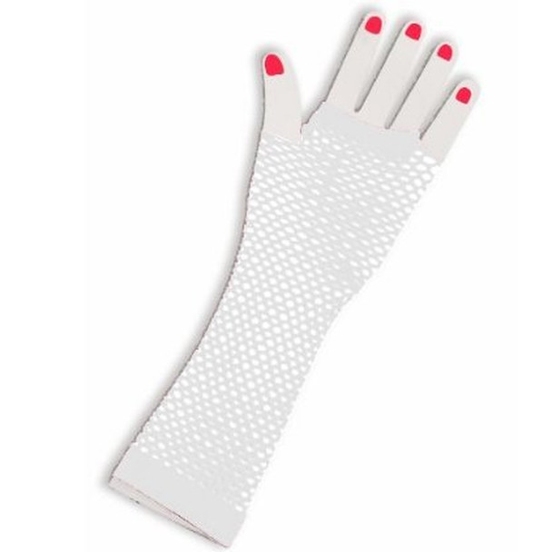 Fishnet Gloves Long White PAIR  12 PACK WS1242D