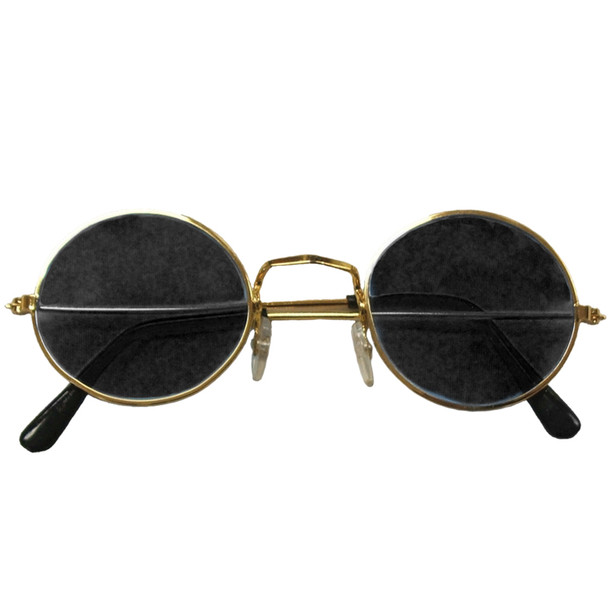 Gold Frame and Black Lens Lennon Style Sunglasses 12 PACK WS1087D