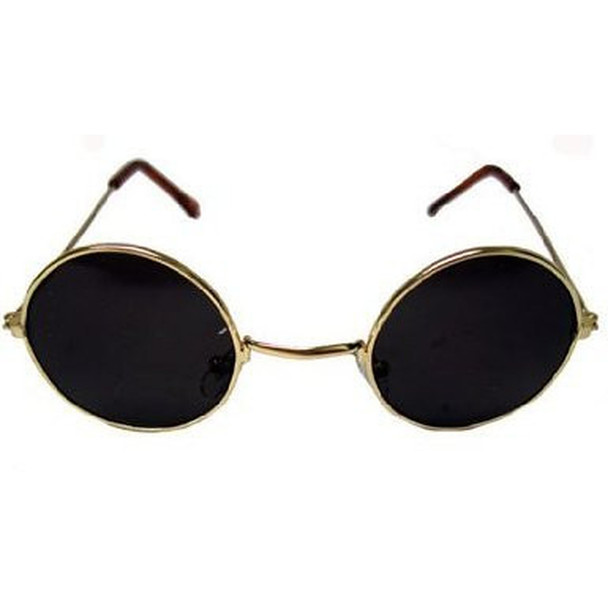 Gold Frame and Black Lens Lennon Style Sunglasses 12 PACK WS1087D