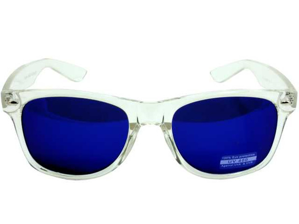 Vintage 80 Style Clear Frame Blue Lens Sunglasses 7062