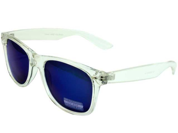 Vintage 80 Style Clear Frame Blue Lens Sunglasses 7062