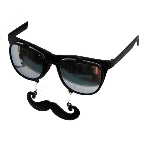 Flip Up Mustache Sunglasses Black 7402