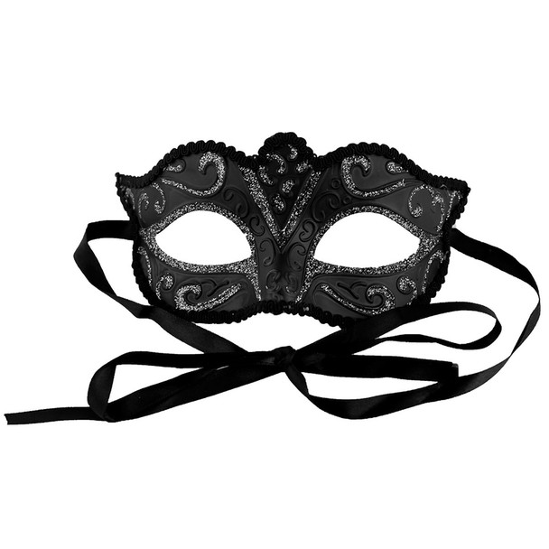 Mardi Gras Venetian Glitter Curved Top Mask Silver 1847S