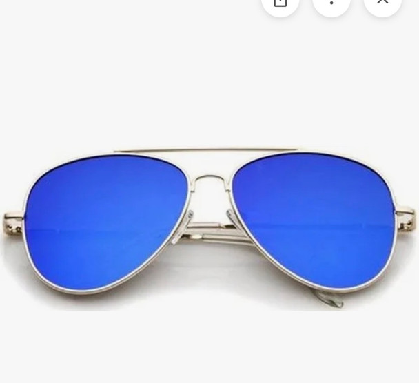 Aviator Silver Frame/Blue Lens Sunglasses 1103D
