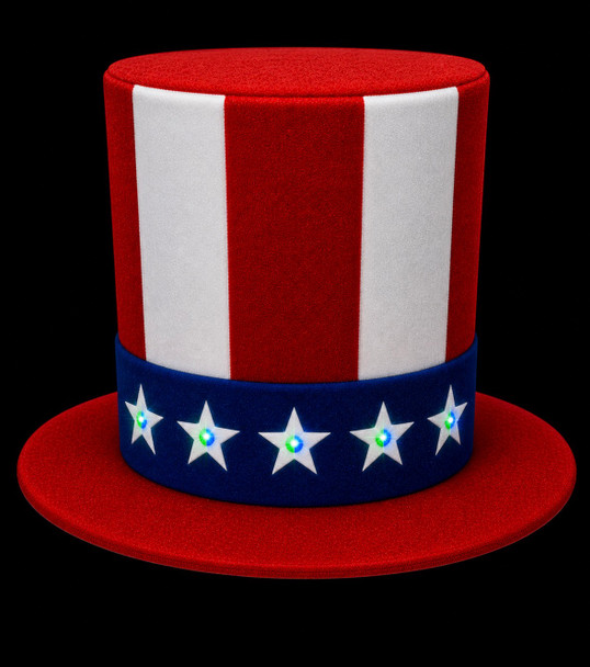 12 PACK Light Up Flashing L.E.D Uncle Sam Hat 22.5" Standard Size Adult 5909D