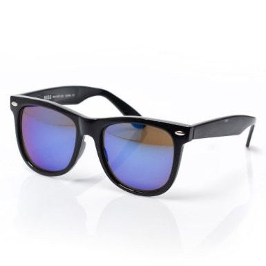Blue Mirror Lens Black Frame Sunglasses 1065D