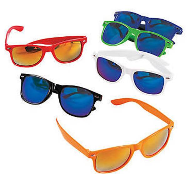 12 PACK Mirror Lens | Iconic 80's Style | Mixed Colors 1064D