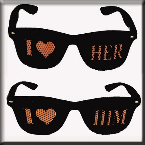 I Love Him & I Love Her Customized Pin Hole Glasses 1019