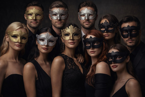 16 PACK Mardi Gras Bulk Masks Black Silver Gold  Wholesale Venetian Masks Bulk  1847SDZ