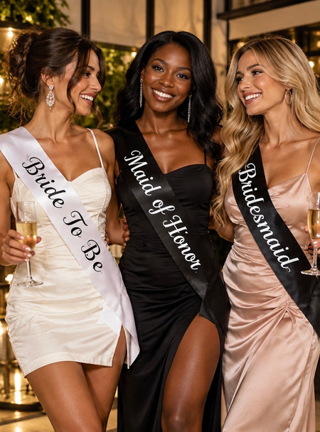 Bridesmaid Sashes | Bridal Sash | for Personalized Weddings Satin Quality  60" (Fonts in Picture Gallery)