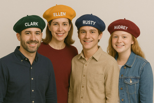 French Beret Hat, Artist Hat, Customized or Monogrammed Custom Beret, Soft Beret Hat, Basque Beret, Adult Wool Beret Hat 100% Wool (Fonts in Picture Gallery)