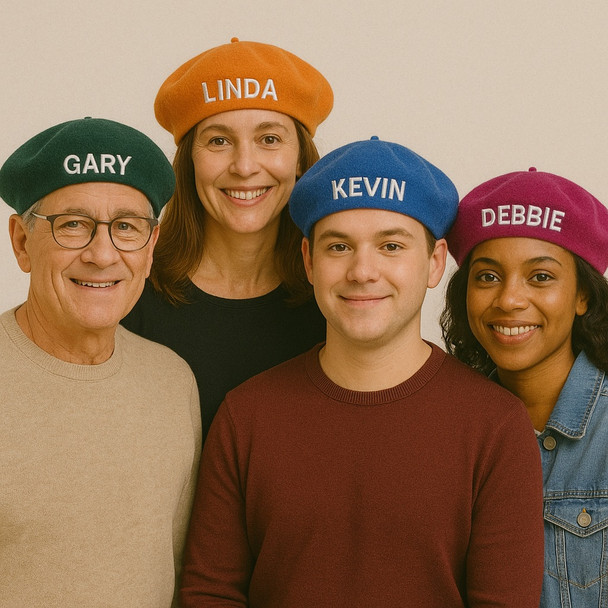 Custom Beret, Wool Winter French Beret, Christmas Berets, 100% Wool Pick Your Color and Custom Text (Fonts in Picture Gallery)