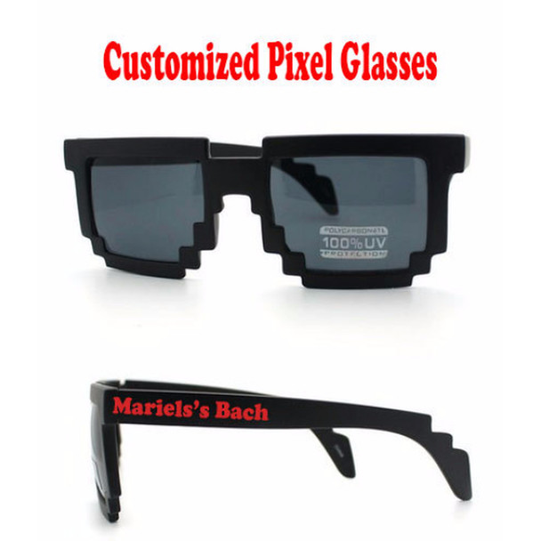 Custom Pixel Sunglasses | Custom 8 Bit Glasses 15053 (Fonts in Picture Gallery)