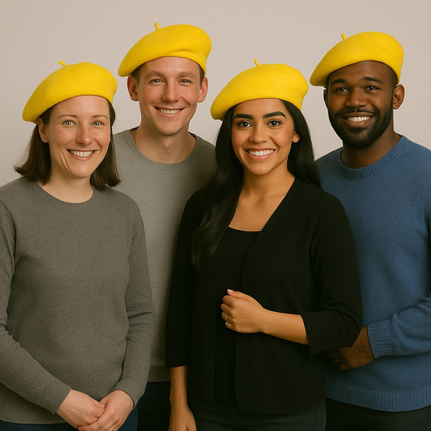 Yellow Beret 100% Wool 22.5" Standard Adult Size 1372Y