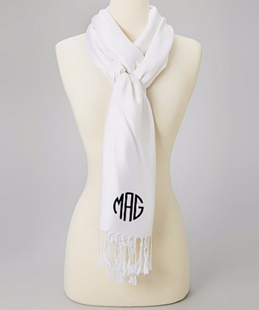 Monogrammed Pashmina | Wedding Shawls |  Bridesmaid Shawls | (Fonts in Picture Gallery)