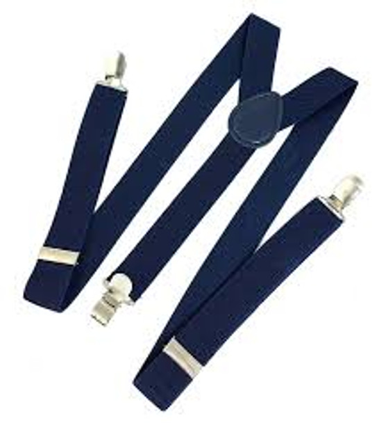 Navy Blue Suspenders |  Elastic Clip On 1200AN