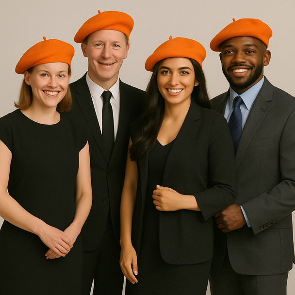 Orange Beret 100% Wool 22.5" Standard Adult Size 1372O