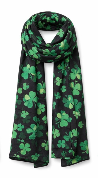 St Patricks Shamrock Scarf Wholesale | Green White 1907D