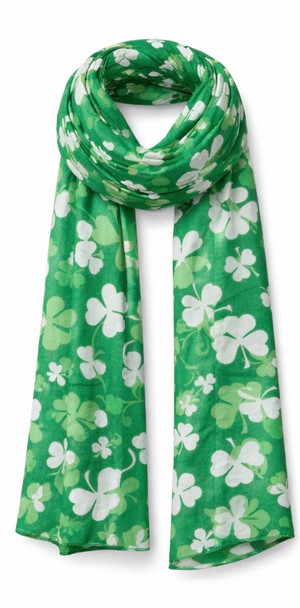 St Patricks Shamrock Scarf Wholesale | Green White 1907D