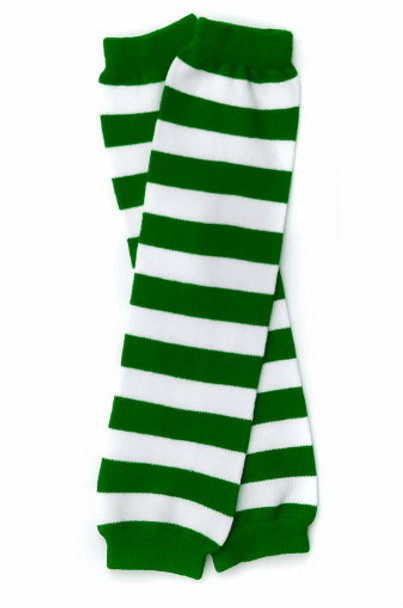  Kids St. Patrick's Legwarmers Wholesale | 12 PACK PAIR Green/White Striped 5203D