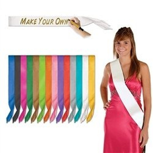 Party Sashes Plain Make Your Your Design Satin Quality No Customization  60"