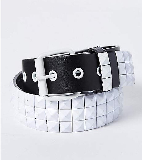  12 PACK Black Studded Belt White Studs Mix Sizes 