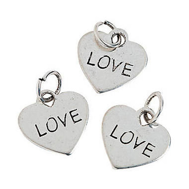 Heart-Shaped Love Charms  | Metal 1/2 inch 36 PACK 20007