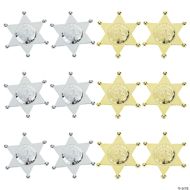 Sheriff Badge Silver/ Gold Mix 12 PACK 9006M