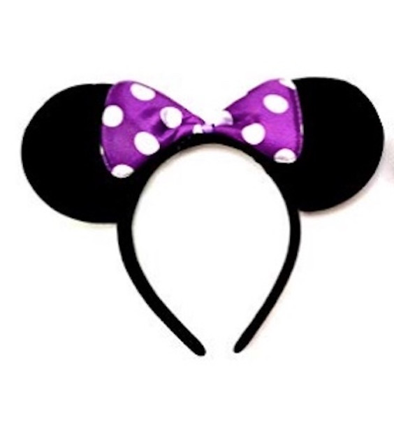 Minnie Ears w/ Purple Polka Dot Bow | 15003MPUR