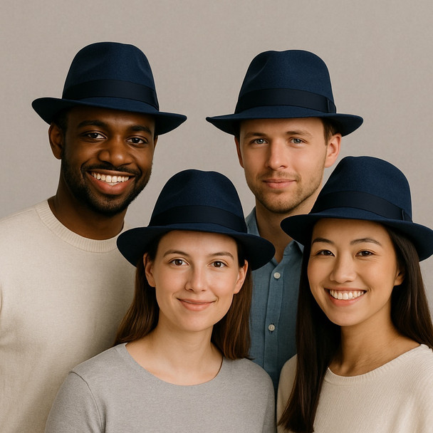 Blue Fedoras | Navy Blue Hats | Cuban Fedoras 1329D Adult Size
