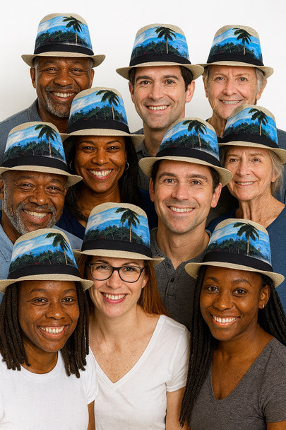Palm Tree Fedora Hats | Ocean Print Fedoras 1310PO Adult Size