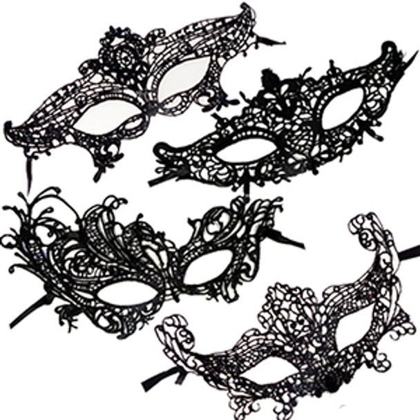  12 PACK Mardi Gras Venetian Black Mask Die Cut 1847JO