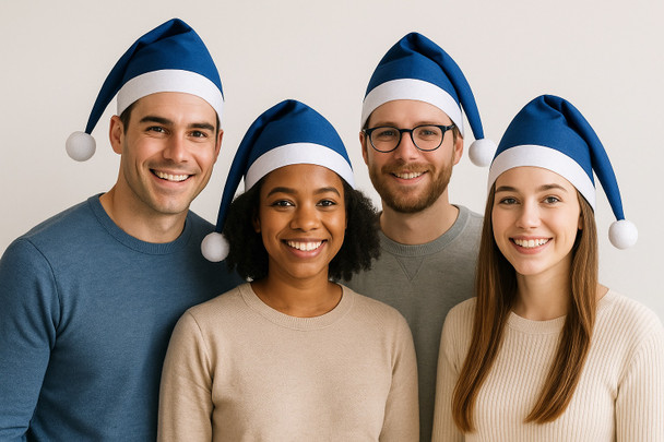 Blue Santa Hats Bulk Classic Felt 12 PACK 22.5" Standard Adult SIze1512B