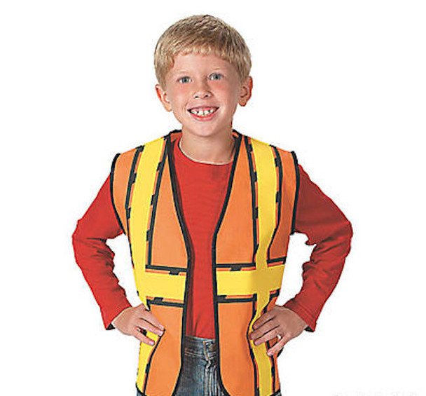 Kids Dress Up Construction Set - Construction Worker Vest with Construction Worker Soft Plastic Construction Helmets Hat 8607B