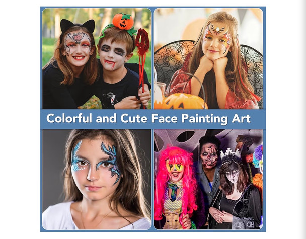 Face Paint Super Value Kit 22 Colors Face Paint Kit Includes Paint Tray, Sponges, Brushes and Stencils, Professional Face Painting Kit Non Toxic for Kids and Adults Halloween Makeup 1999  