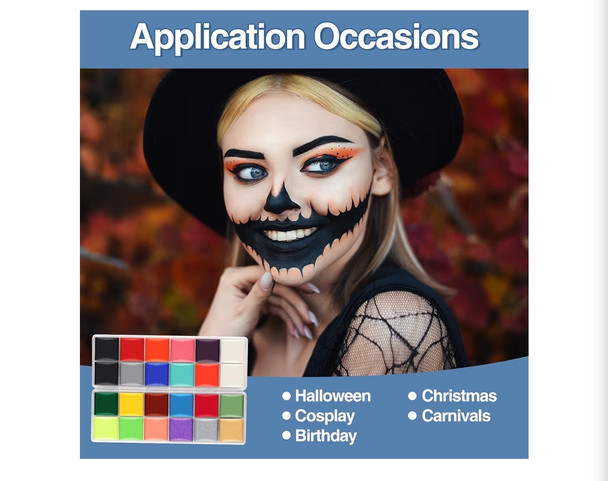 Face Paint Super Value Kit 22 Colors Face Paint Kit Includes Paint Tray, Sponges, Brushes and Stencils, Professional Face Painting Kit Non Toxic for Kids and Adults Halloween Makeup 1999  