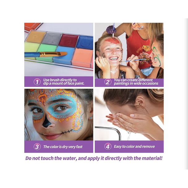 Face Paint Super Value Kit 22 Colors Face Paint Kit Includes Paint Tray, Sponges, Brushes and Stencils, Professional Face Painting Kit Non Toxic for Kids and Adults Halloween Makeup 1999  