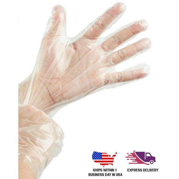 Pack of 500 | Clear Plastic Disposable Gloves | Powder Free Multipurpose Plastic Gloves, Food Service Gloves