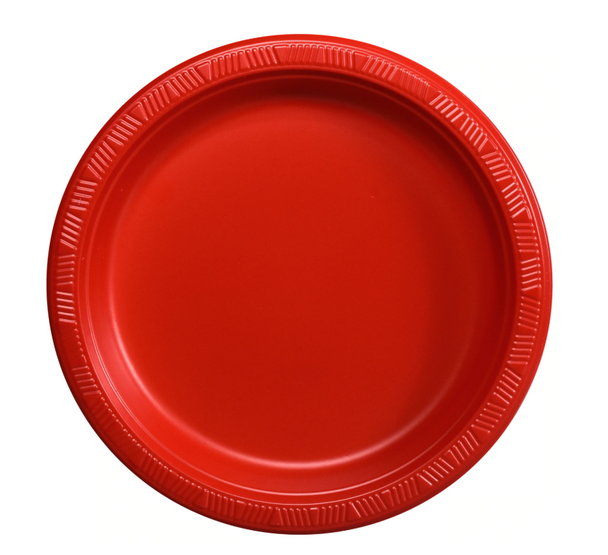 Red 7-in. Plastic Dessert Plates, 25-ct. Packs 3856PR